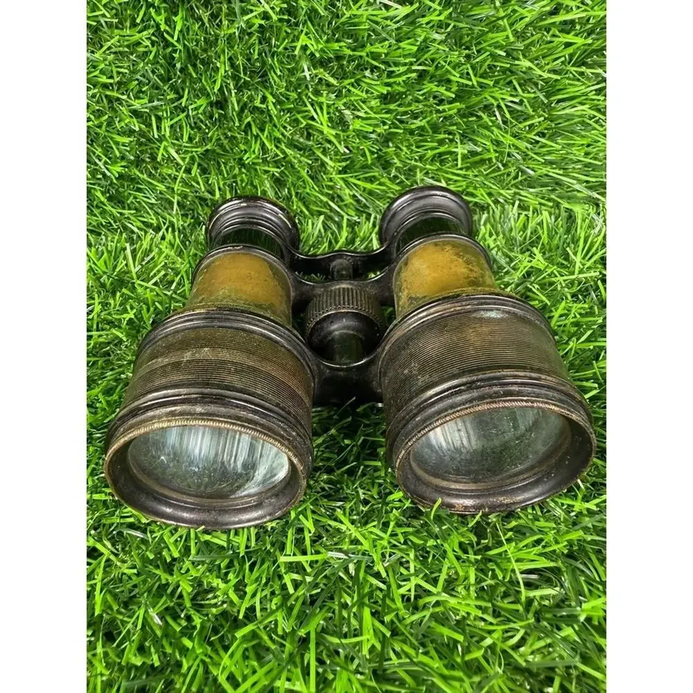 Antique Opera Glasses Tarnished Brass Black Vintage Ornate Collectible